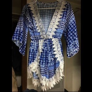 Blue Patterned Tulip Romper
